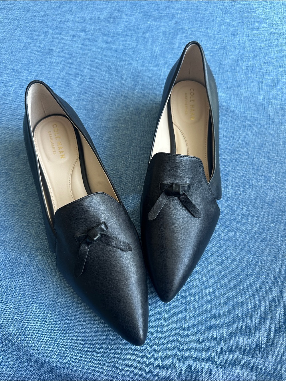 Cole Haan Viola Skimmer Black Leather Bow Loafers Flats Size 8B NWOT